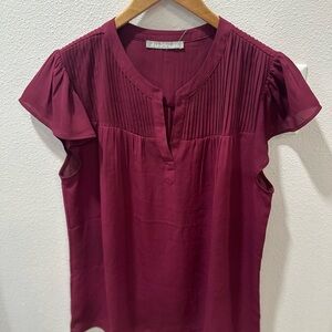 Daniel Rainn Wine Pleated Blouse